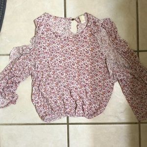 Keyhole Pink Floral Blouse